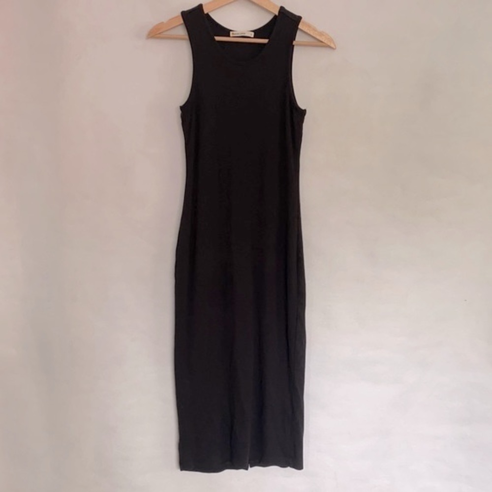 Marine Layer Black Sleeveless Ribbed Midi Tank Dress Size Small EUC
